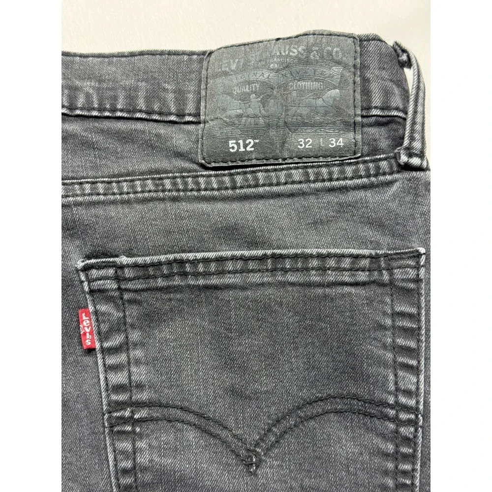 Levi's 512 Skinny Jeans Mens 32x34 (Fits 31x32) Dark Gray Denim Mid Rise Outdoor